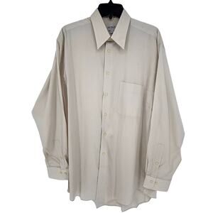Alfani Men's Oxford Dress Shirt Button Up Long Sleeve Tan Beige